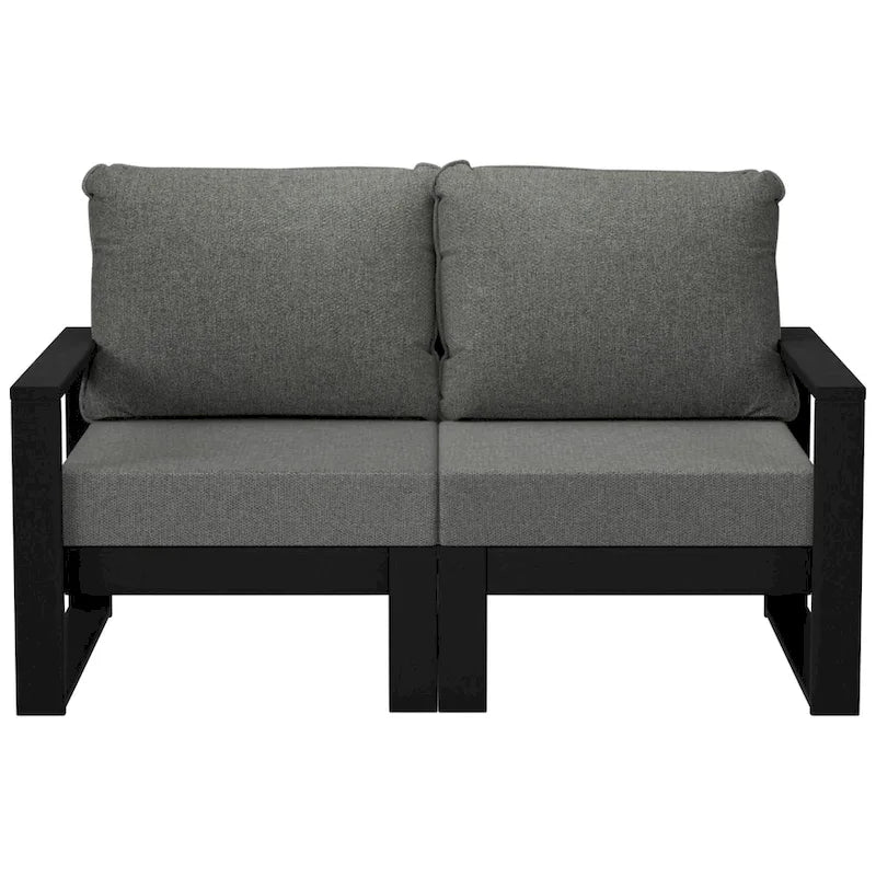 Polytrends Endless Outdoor Patio Love Seat with Black Frame