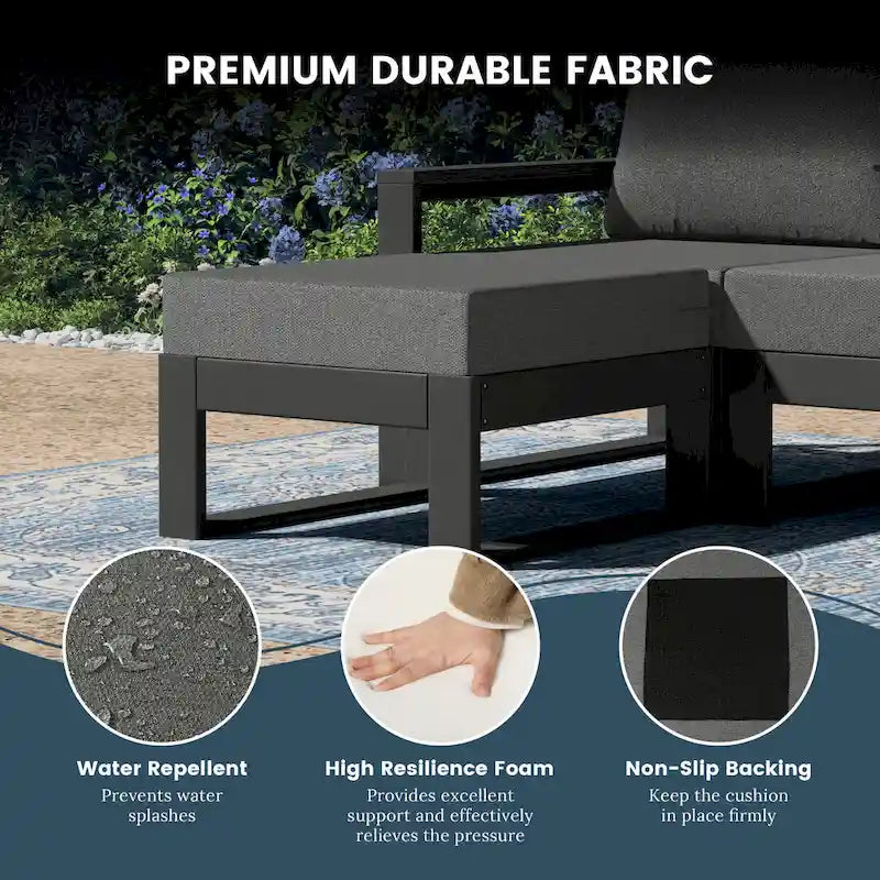 Polytrends Endless Patio, pouf-ottoman pour causeuse profonde avec cadre gris