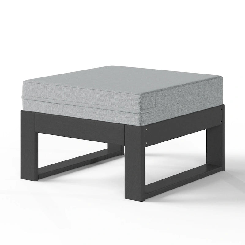 Polytrends Endless Patio, pouf-ottoman pour causeuse profonde avec cadre gris