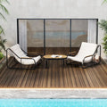 Ensemble de 3 chaises longues de piscine – Chaises longues d'extérieur avec table d'appoint en acacia