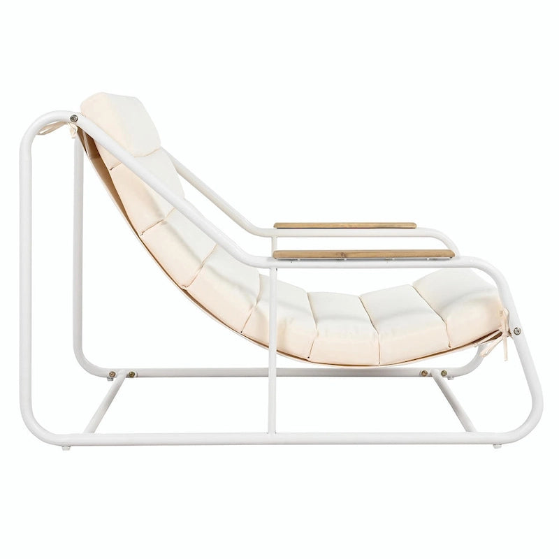 Ensemble de 3 chaises longues de piscine – Chaises longues d'extérieur avec table d'appoint en acacia