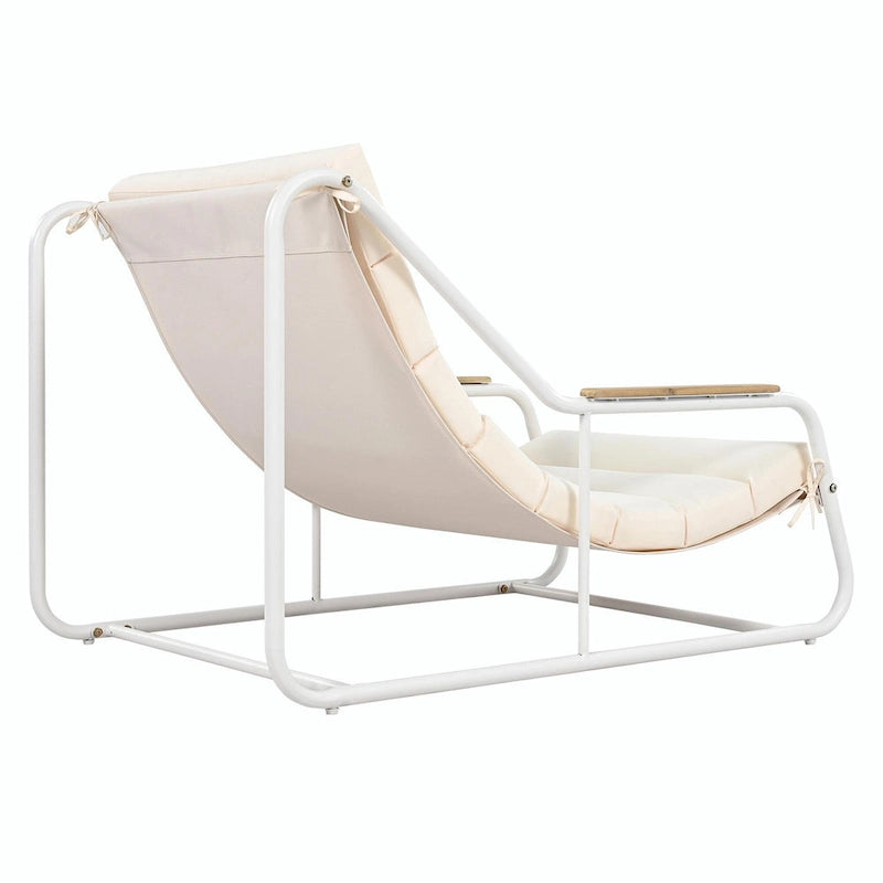 Ensemble de 3 chaises longues de piscine – Chaises longues d'extérieur avec table d'appoint en acacia