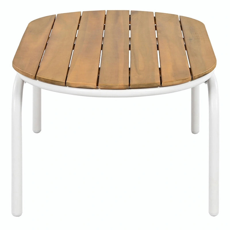 Ensemble de 3 chaises longues de piscine – Chaises longues d'extérieur avec table d'appoint en acacia