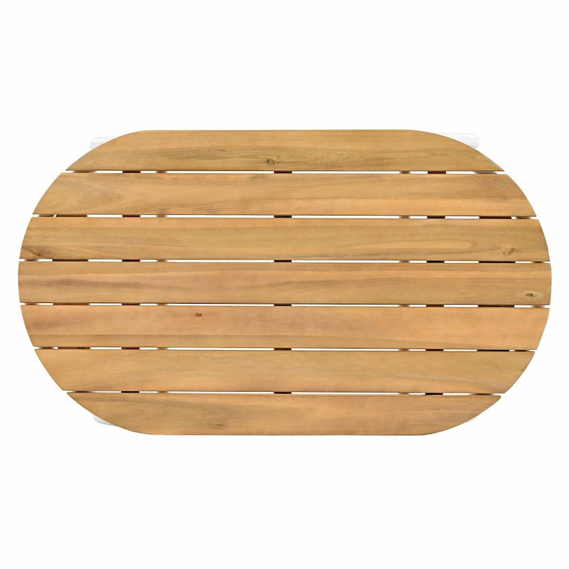 Ensemble de 3 chaises longues de piscine – Chaises longues d'extérieur avec table d'appoint en acacia