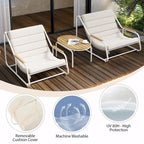 Ensemble de 3 chaises longues de piscine – Chaises longues d'extérieur avec table d'appoint en acacia