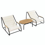 Ensemble de 3 chaises longues de piscine – Chaises longues d'extérieur avec table d'appoint en acacia