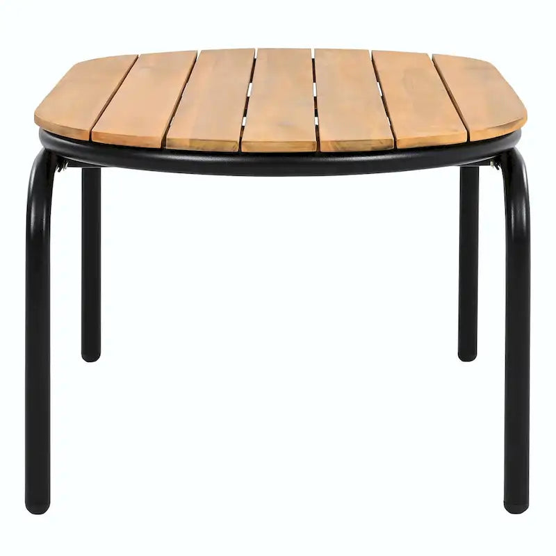 Ensemble de 3 chaises longues de piscine – Chaises longues d'extérieur avec table d'appoint en acacia