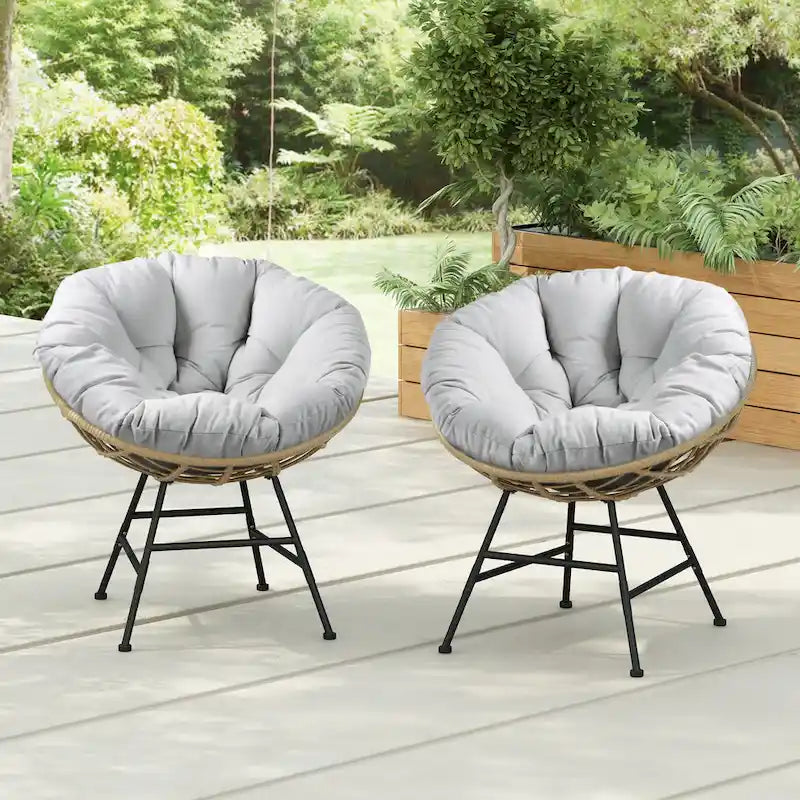 Outdoor Wicker Lounge Chair Set of 2