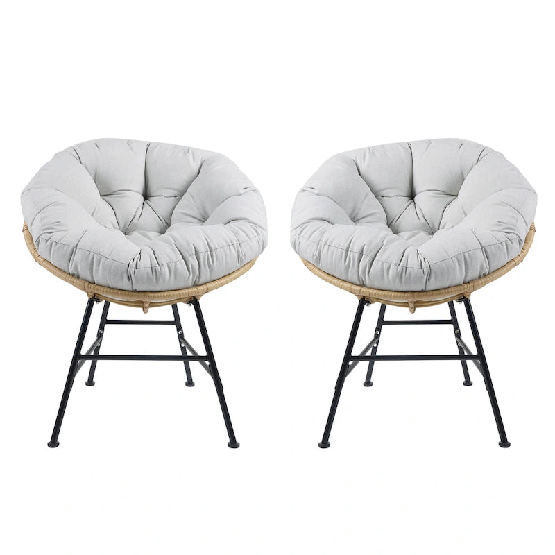 Ensemble de 2 chaises longues d'extérieur en osier