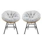 Ensemble de 2 chaises longues d'extérieur en osier