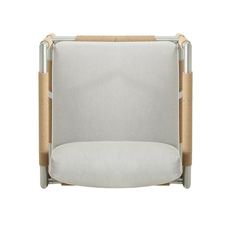 Poltrona da club da esterno Zefren con alluminio, tessuto in corda, argento di Christopher Knight Home