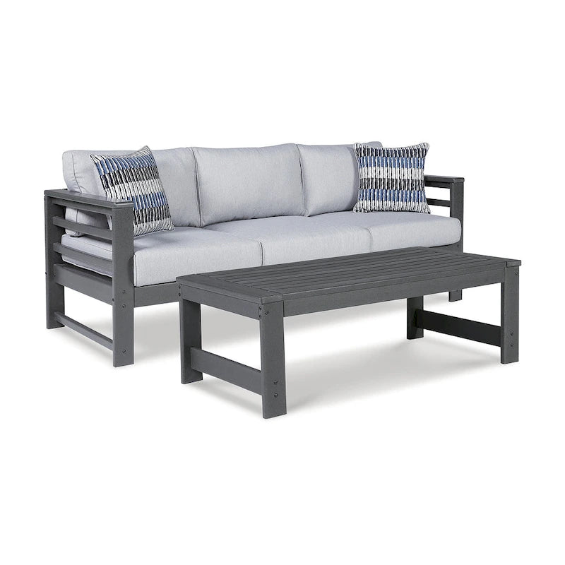 Signature Design by Ashley Amora Gray 2-Piece Outdoor Seating Package - 79.25 W x 30.5 D x 33.25 H