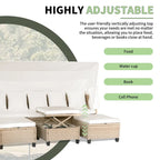 Ensemble de canapé de patio 4 pièces en résine tressée anti-UV avec auvent rétractable, coussins et table relevable