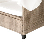 Ensemble de canapé de patio 4 pièces en résine tressée anti-UV avec auvent rétractable, coussins et table relevable
