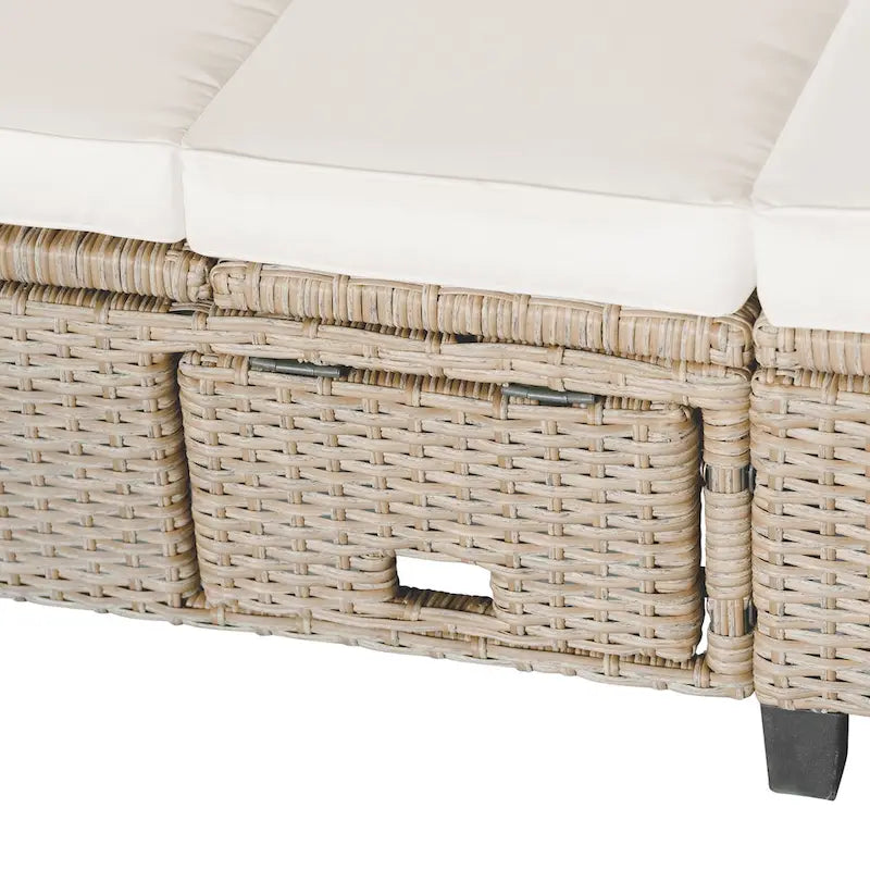 Ensemble de canapé de patio 4 pièces en résine tressée anti-UV avec auvent rétractable, coussins et table relevable