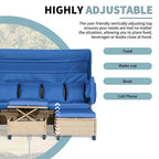 Ensemble de canapé de patio 4 pièces en résine tressée anti-UV avec auvent rétractable, coussins et table relevable