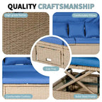 Ensemble de canapé de patio 4 pièces en résine tressée anti-UV avec auvent rétractable, coussins et table relevable