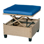 Ensemble de canapé de patio 4 pièces en résine tressée anti-UV avec auvent rétractable, coussins et table relevable