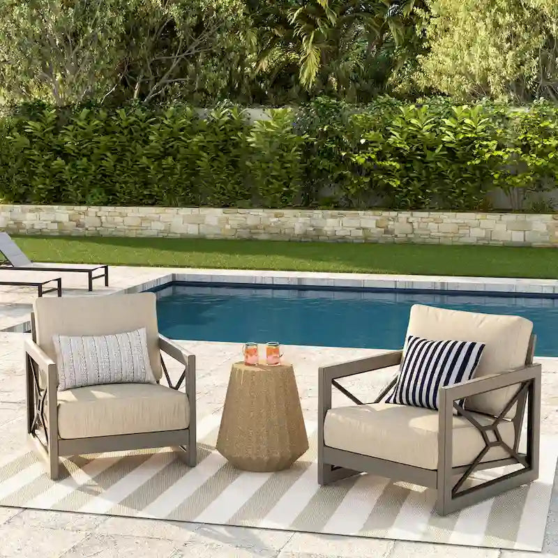 Mobilier d'extérieur : Canapé-fauteuil de conversation avec coussin en tissu Sunbrella
