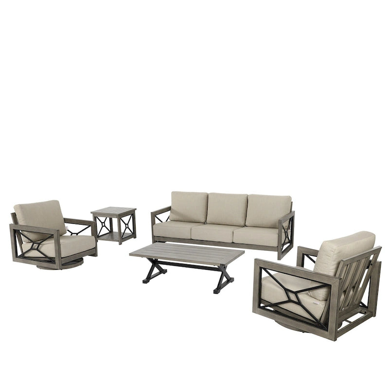 Mobilier d'extérieur : Canapé-fauteuil de conversation avec coussin en tissu Sunbrella