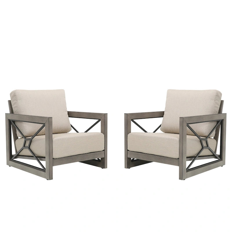 Mobilier d'extérieur : Canapé-fauteuil de conversation avec coussin en tissu Sunbrella