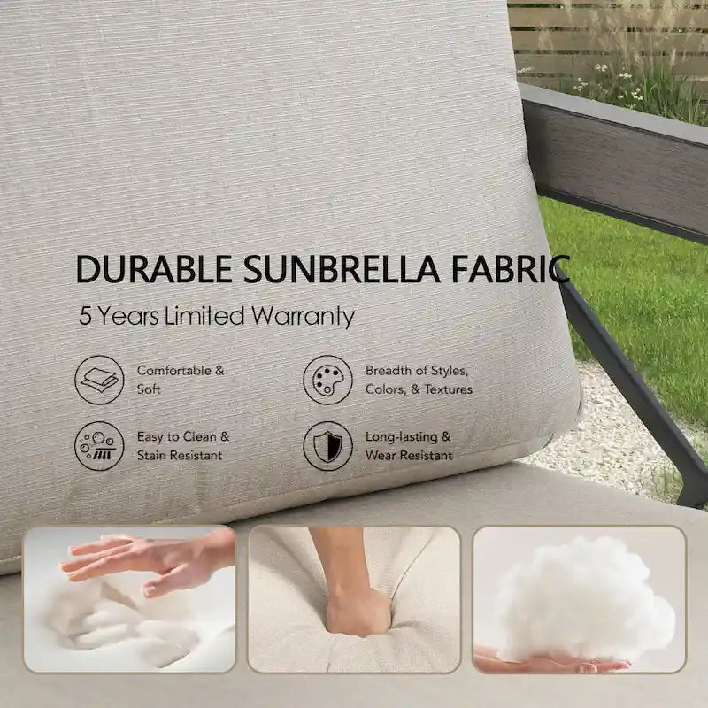 Mobilier d'extérieur : Canapé-fauteuil de conversation avec coussin en tissu Sunbrella