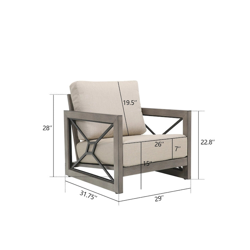 Mobilier d'extérieur : Canapé-fauteuil de conversation avec coussin en tissu Sunbrella