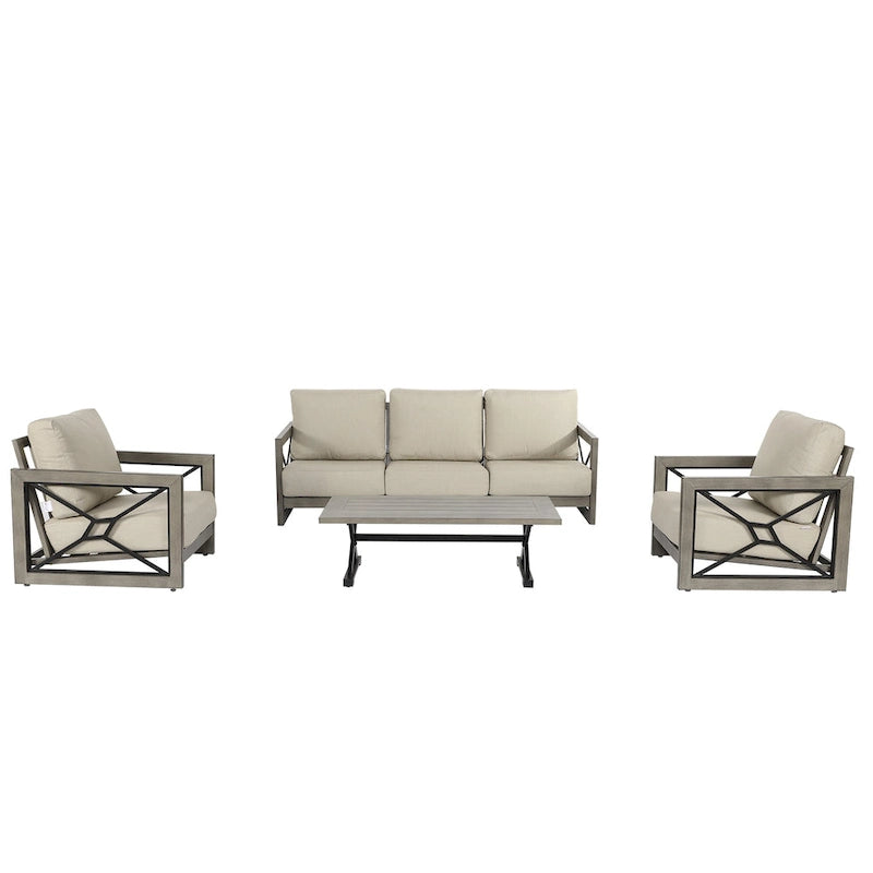 Mobilier d'extérieur : Canapé-fauteuil de conversation avec coussin en tissu Sunbrella