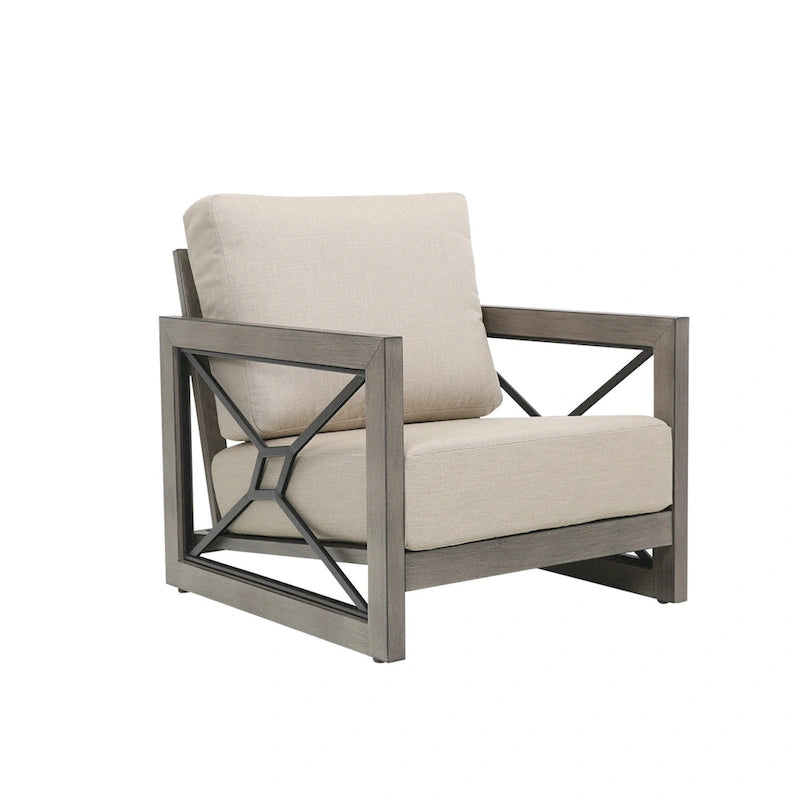 Mobilier d'extérieur : Canapé-fauteuil de conversation avec coussin en tissu Sunbrella