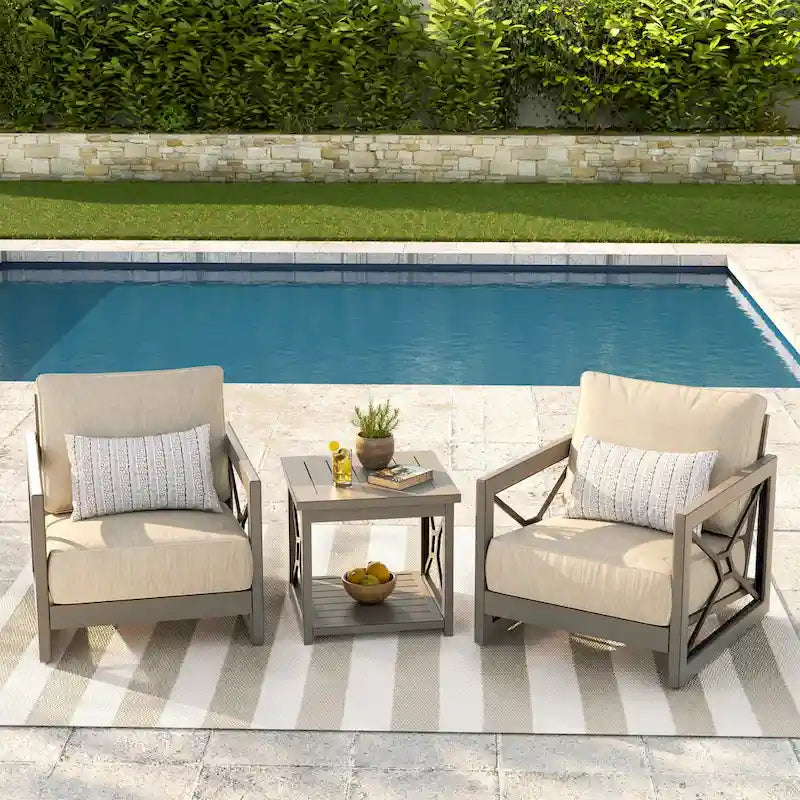 Mobilier d'extérieur : Canapé-fauteuil de conversation avec coussin en tissu Sunbrella