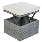 Ensemble transat de jardin rond en rotin 6 pièces avec auvent rétractable et table relevable
