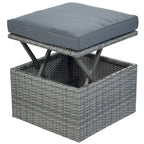 Ensemble transat de jardin rond en rotin 6 pièces avec auvent rétractable et table relevable