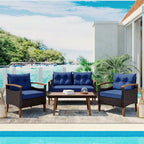 4-Piece Patio Seating Set with Wood Table
