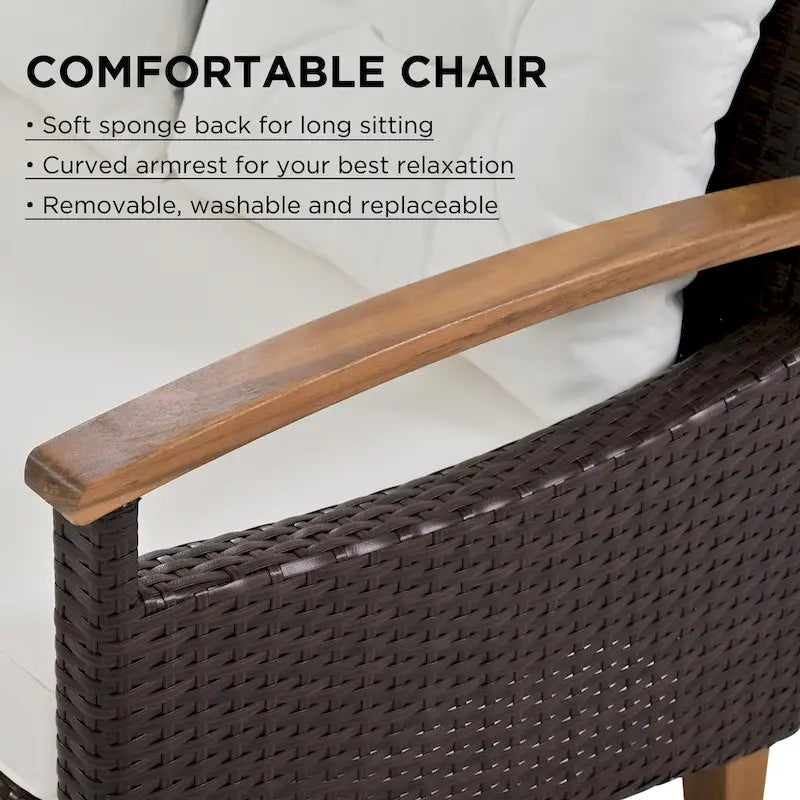 Set da 4 pezzi con tavolo in legno per esterni