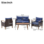 Set da 4 pezzi con tavolo in legno per esterni