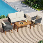 4-Pieces Outdoor Furniture Set with Cushions