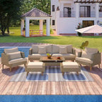 6-Piece PE Rattan Sofa Set with Cushions and Coffee Table