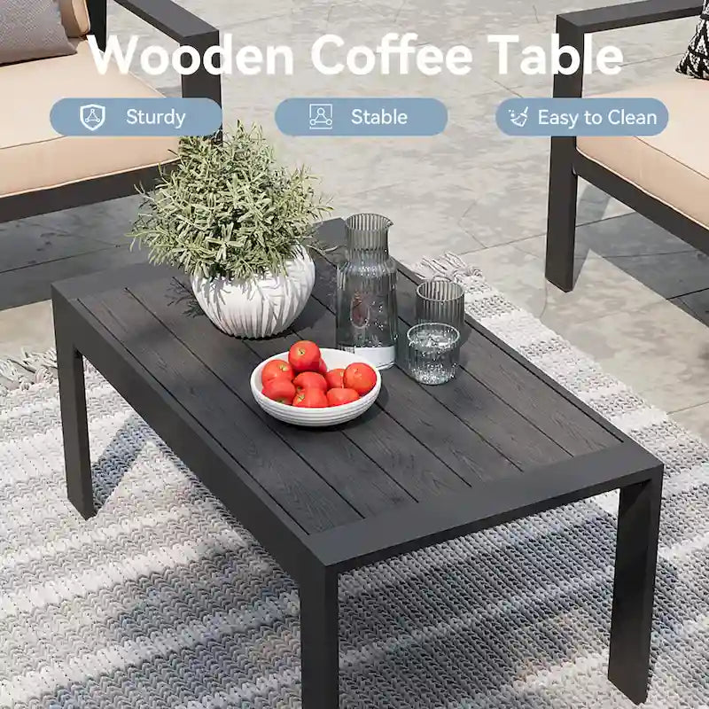 Set divano componibile a 5 pezzi con tavolino da caffè