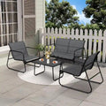 4-Piece Patio Furniture Set, Textile Fabric Outdoor Conversation Set with Glass Coffee Table