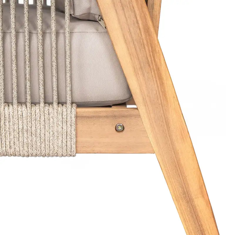 Set da esterno divano angolare a 4 pezzi in legno di acacia e corda