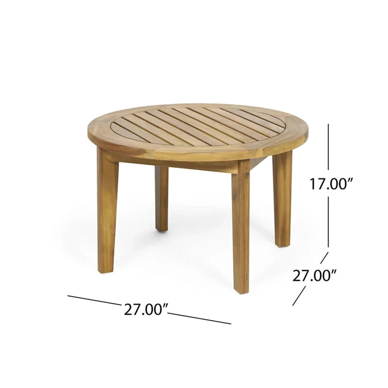 Set di mobili da patio in acacia a 4 pezzi Roomfitters, set da conversazione per esterni con divano profondo, cuscini e tavolo, crema