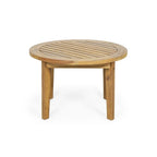 Set di mobili da patio in acacia a 4 pezzi Roomfitters, set da conversazione per esterni con divano profondo, cuscini e tavolo, crema