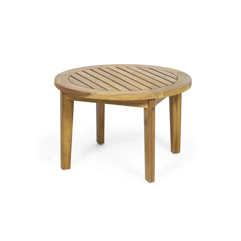 Set di mobili da patio in acacia a 4 pezzi Roomfitters, set da conversazione per esterni con divano profondo, cuscini e tavolo, crema