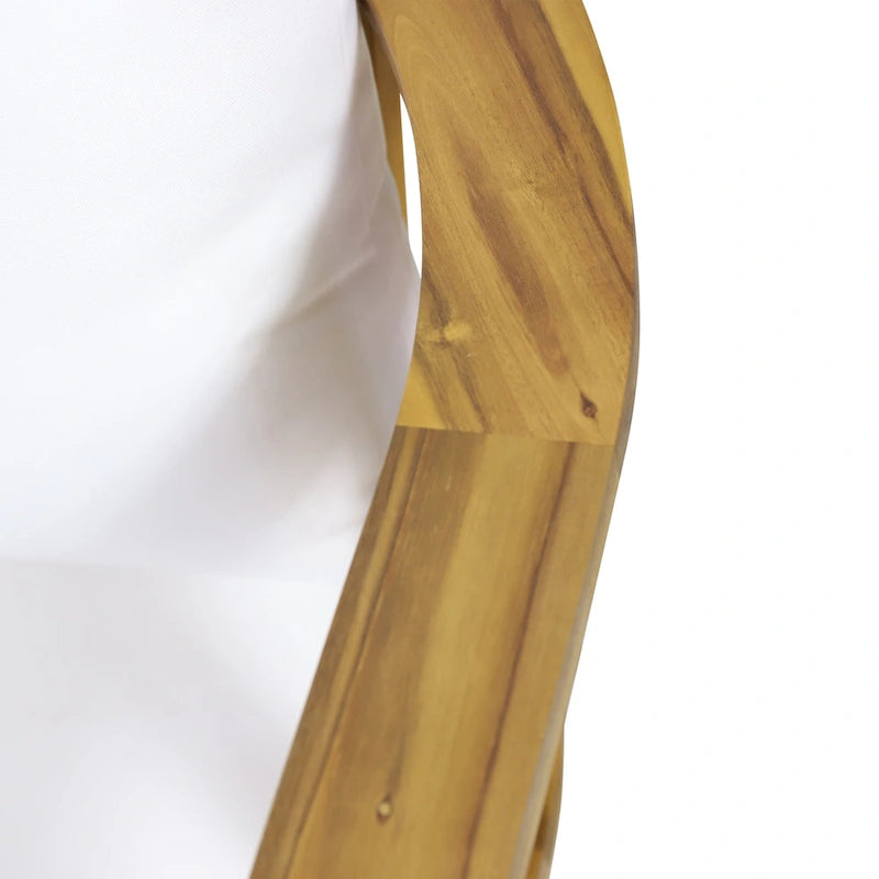 Set di mobili da patio in acacia a 4 pezzi Roomfitters, set da conversazione per esterni con divano profondo, cuscini e tavolo, crema