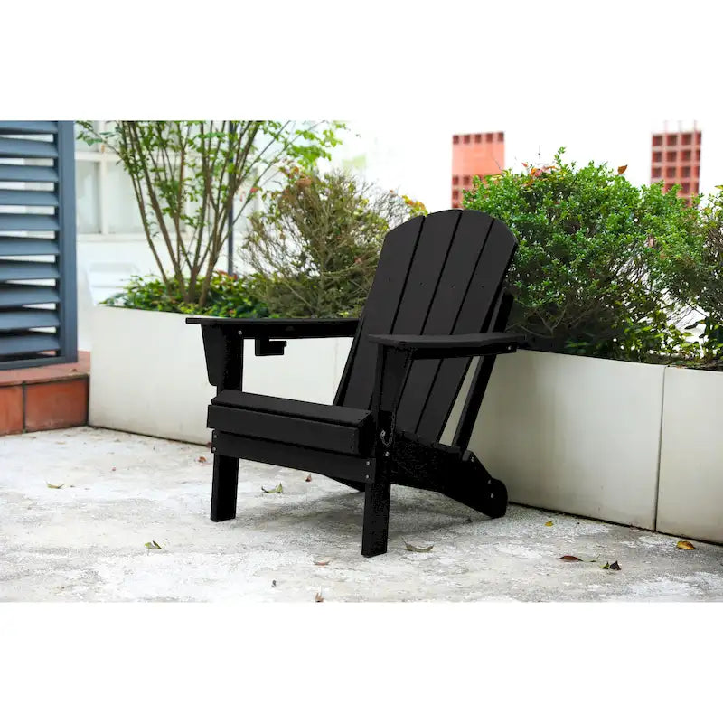 Sedia Adirondack Pieghevole, Robusto Legno Polietilene HDPE, Sedia da Esterno per Balcone, Portico, Patio, Prato, Cortile, Terrazzo, Giardino