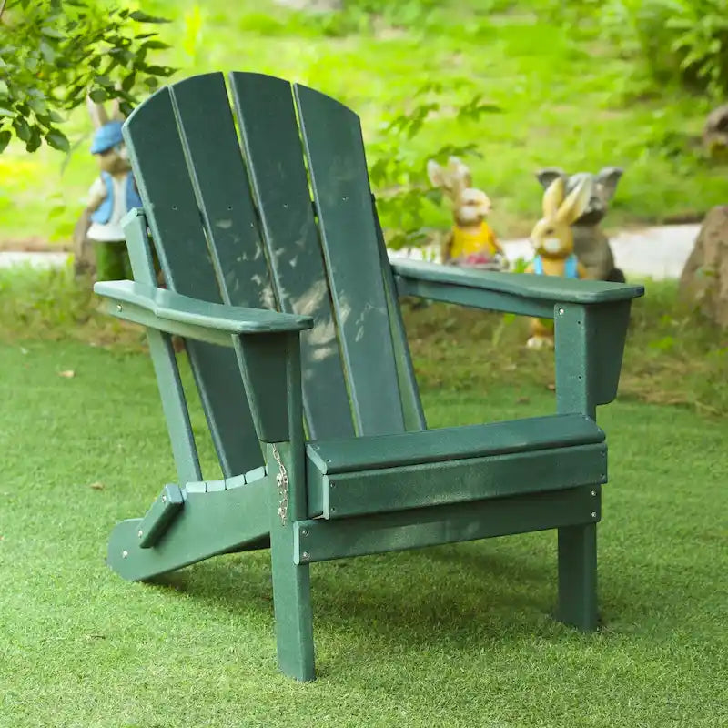 Folding Adirondack Chair, Durable HDPE Poly Lumber, Balcony Porch Patio Outdoor Chair for Lawn, Backyard, Deck, Garden