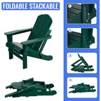 Sedia Adirondack Pieghevole, Robusto Legno Polietilene HDPE, Sedia da Esterno per Balcone, Portico, Patio, Prato, Cortile, Terrazzo, Giardino