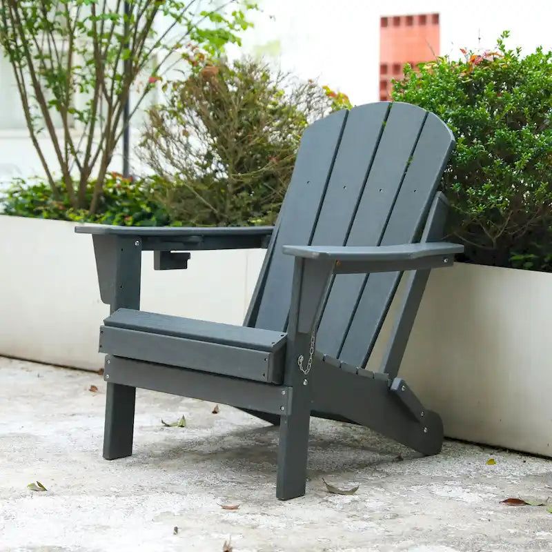 Sedia Adirondack Pieghevole, Robusto Legno Polietilene HDPE, Sedia da Esterno per Balcone, Portico, Patio, Prato, Cortile, Terrazzo, Giardino