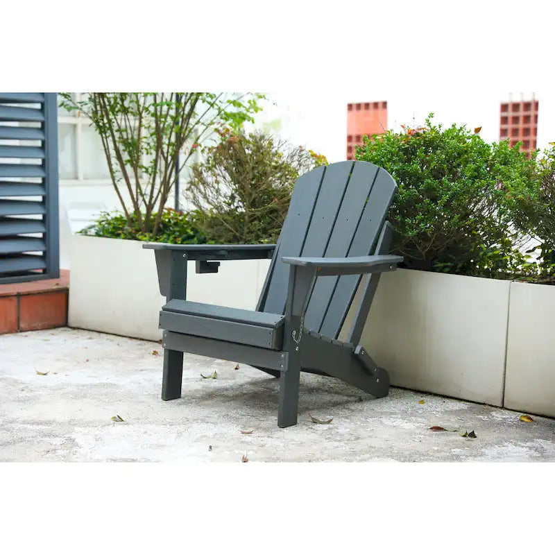 Sedia Adirondack Pieghevole, Robusto Legno Polietilene HDPE, Sedia da Esterno per Balcone, Portico, Patio, Prato, Cortile, Terrazzo, Giardino