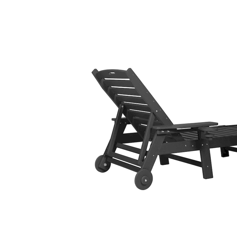 Ensemble de 3 chaises longues surdimensionnées, chaises longues de patio toutes saisons avec 5 positions, roues et porte-gobelet